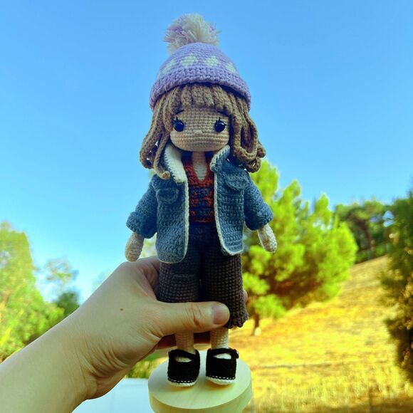 Winter Girl Crochet Doll with Beanie | Christmas Amigurumi | Kawaii Plush - Picture 7 of 9